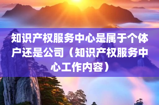 知识产权服务中心是属于个体户还是公司（知识产权服务中心工作内容）