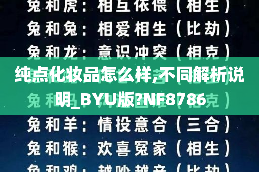 纯点化妆品怎么样,不同解析说明_BYU版?NF8786