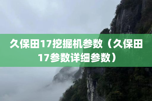 久保田17挖掘机参数（久保田17参数详细参数）