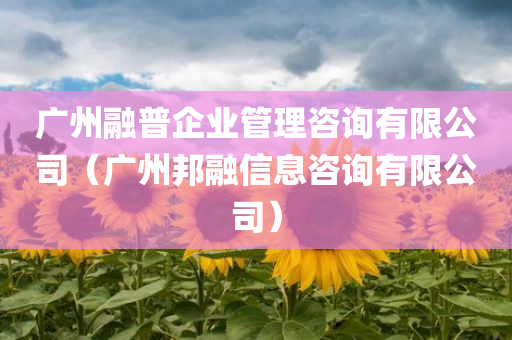 广州融普企业管理咨询有限公司（广州邦融信息咨询有限公司）