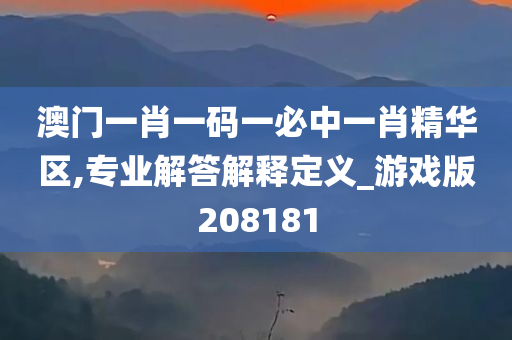 澳门一肖一码一必中一肖精华区,专业解答解释定义_游戏版208181