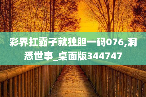 彩界扛霸子就独胆一码076,洞悉世事_桌面版344747