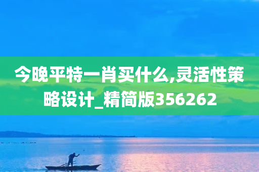 今晚平特一肖买什么,灵活性策略设计_精简版356262