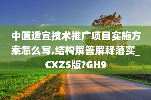 中医适宜技术推广项目实施方案怎么写,结构解答解释落实_CXZS版?GH9