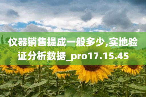 仪器销售提成一般多少,实地验证分析数据_pro17.15.45