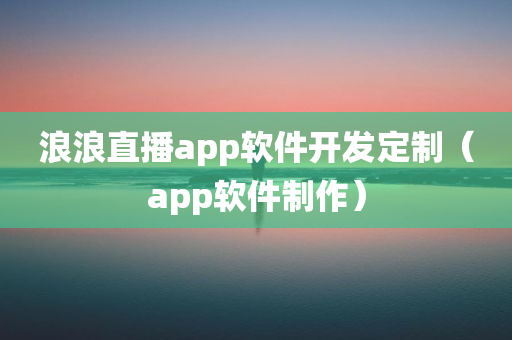 浪浪直播app软件开发定制（app软件制作）