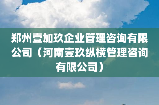 郑州壹加玖企业管理咨询有限公司（河南壹玖纵横管理咨询有限公司）