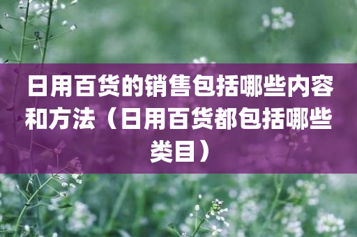 日用百货的销售包括哪些内容和方法（日用百货都包括哪些类目）