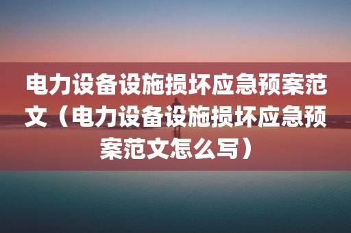 电力设备设施损坏应急预案范文（电力设备设施损坏应急预案范文怎么写）