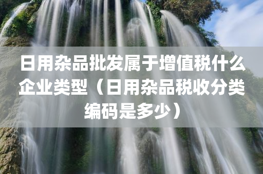 日用杂品批发属于增值税什么企业类型（日用杂品税收分类编码是多少）