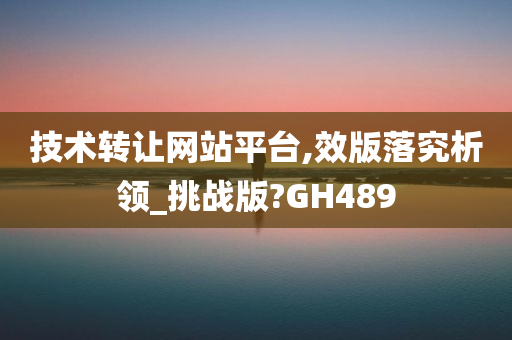 技术转让网站平台,效版落究析领_挑战版?GH489