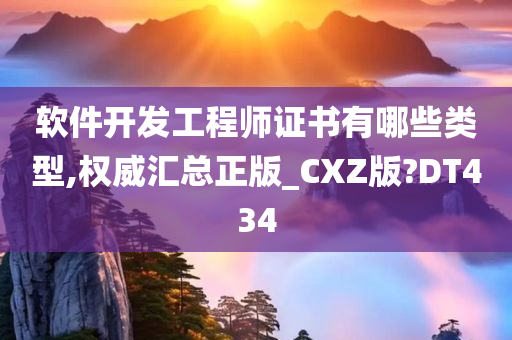 软件开发工程师证书有哪些类型,权威汇总正版_CXZ版?DT434