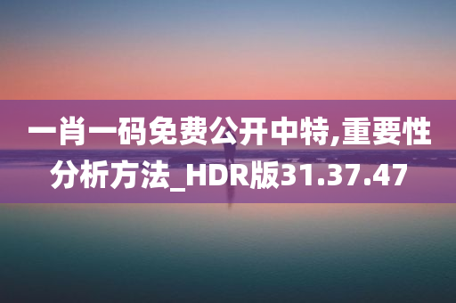 一肖一码免费公开中特,重要性分析方法_HDR版31.37.47