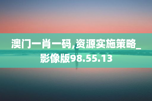 澳门一肖一码,资源实施策略_影像版98.55.13