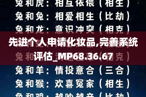 先进个人申请化妆品,完善系统评估_MP68.36.67