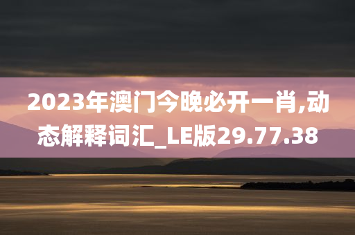 2023年澳门今晚必开一肖,动态解释词汇_LE版29.77.38