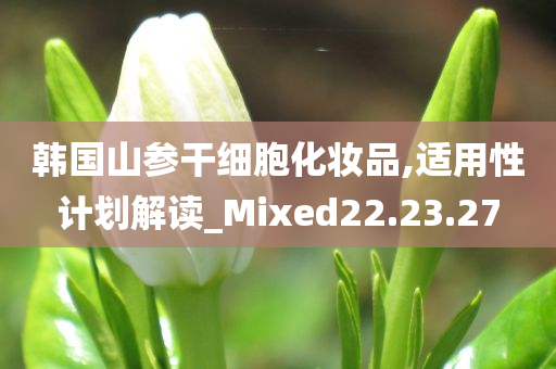 韩国山参干细胞化妆品,适用性计划解读_Mixed22.23.27