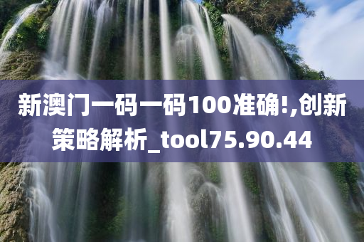 新澳门一码一码100准确!,创新策略解析_tool75.90.44