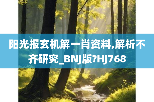 阳光报玄机解一肖资料,解析不齐研究_BNJ版?HJ768