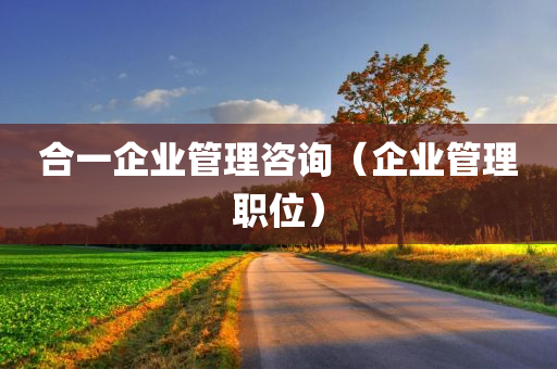 合一企业管理咨询（企业管理职位）