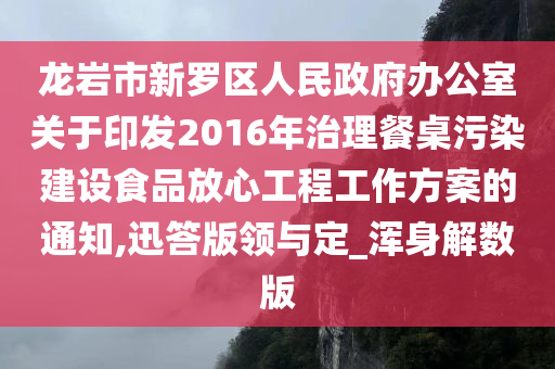 龙岩市新罗区人民政府办公室关于印发2016年治理餐桌污染建设食品放心工程工作方案的通知,迅答版领与定_浑身解数版