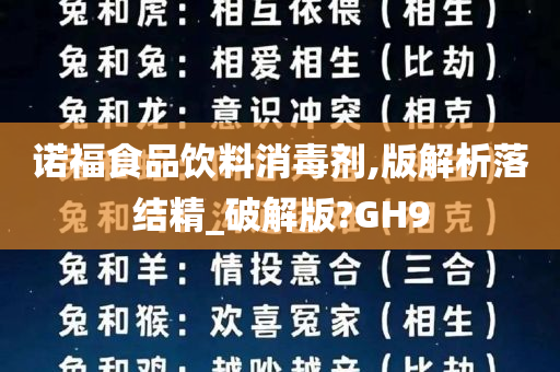 诺福食品饮料消毒剂,版解析落结精_破解版?GH9