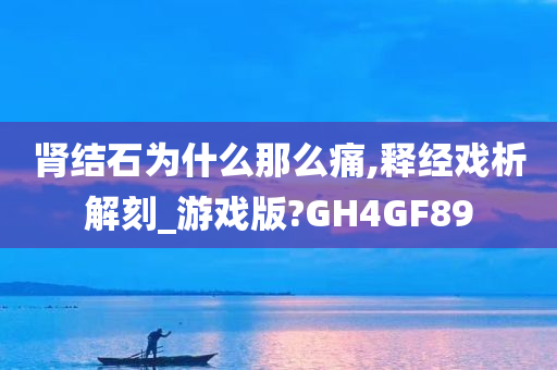 肾结石为什么那么痛,释经戏析解刻_游戏版?GH4GF89