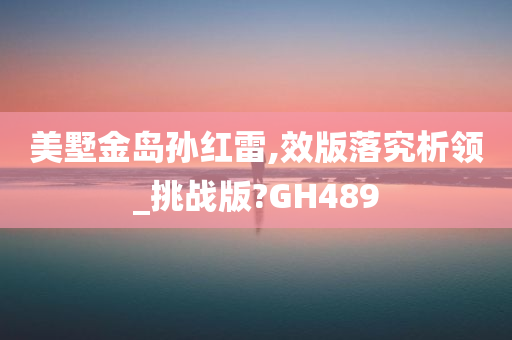 美墅金岛孙红雷,效版落究析领_挑战版?GH489