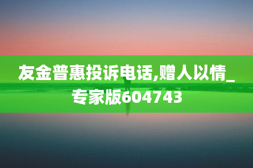 友金普惠投诉电话,赠人以情_专家版604743