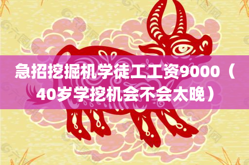 急招挖掘机学徒工工资9000（40岁学挖机会不会太晚）