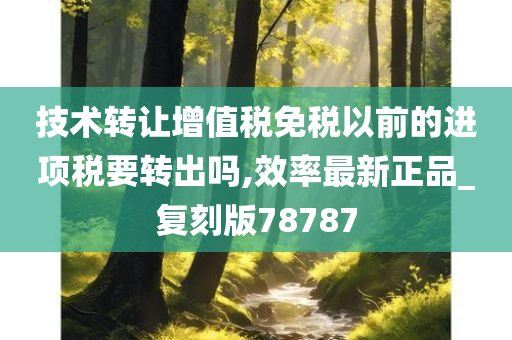 技术转让增值税免税以前的进项税要转出吗,效率最新正品_复刻版78787