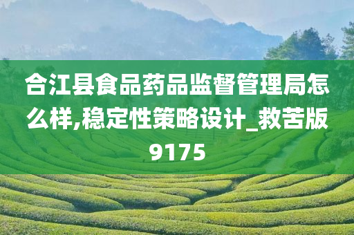 合江县食品药品监督管理局怎么样,稳定性策略设计_救苦版9175