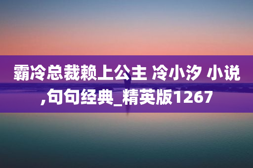 霸冷总裁赖上公主 冷小汐 小说,句句经典_精英版1267