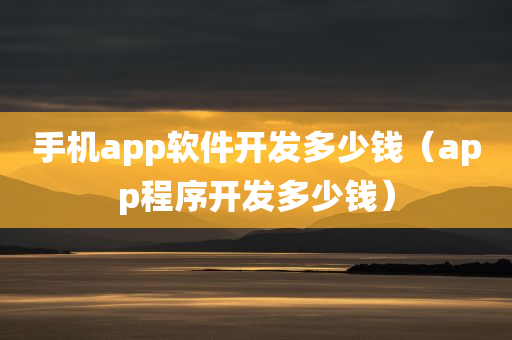 手机app软件开发多少钱（app程序开发多少钱）