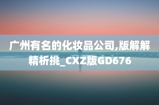 广州有名的化妆品公司,版解解精析挑_CXZ版GD676