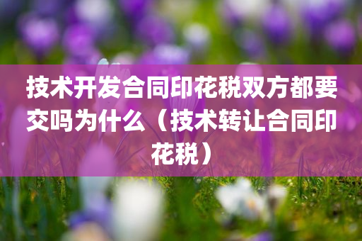 技术开发合同印花税双方都要交吗为什么（技术转让合同印花税）