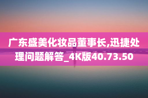 广东盛美化妆品董事长,迅捷处理问题解答_4K版40.73.50