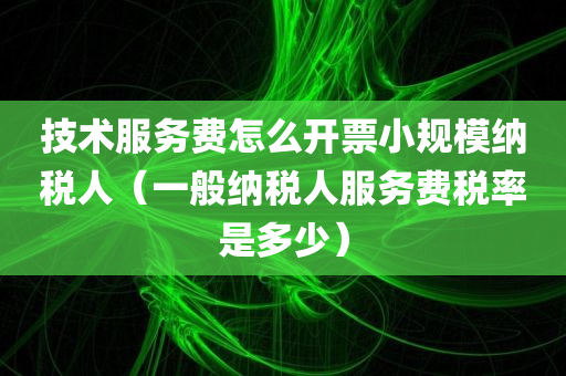 技术服务费怎么开票小规模纳税人（一般纳税人服务费税率是多少）