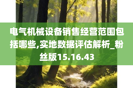 电气机械设备销售经营范围包括哪些,实地数据评估解析_粉丝版15.16.43