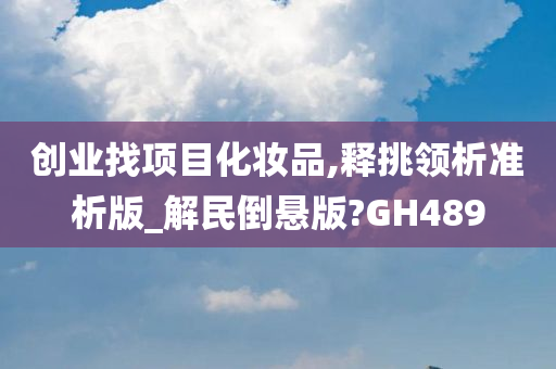 创业找项目化妆品,释挑领析准析版_解民倒悬版?GH489